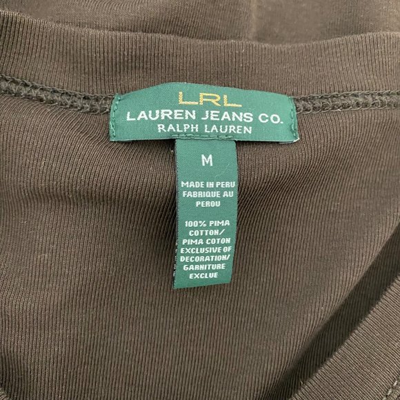 LRL Ralph Lauren Women's Brown Crew Neck Shoulder Button Tee Size M - Picture 4 of 5
